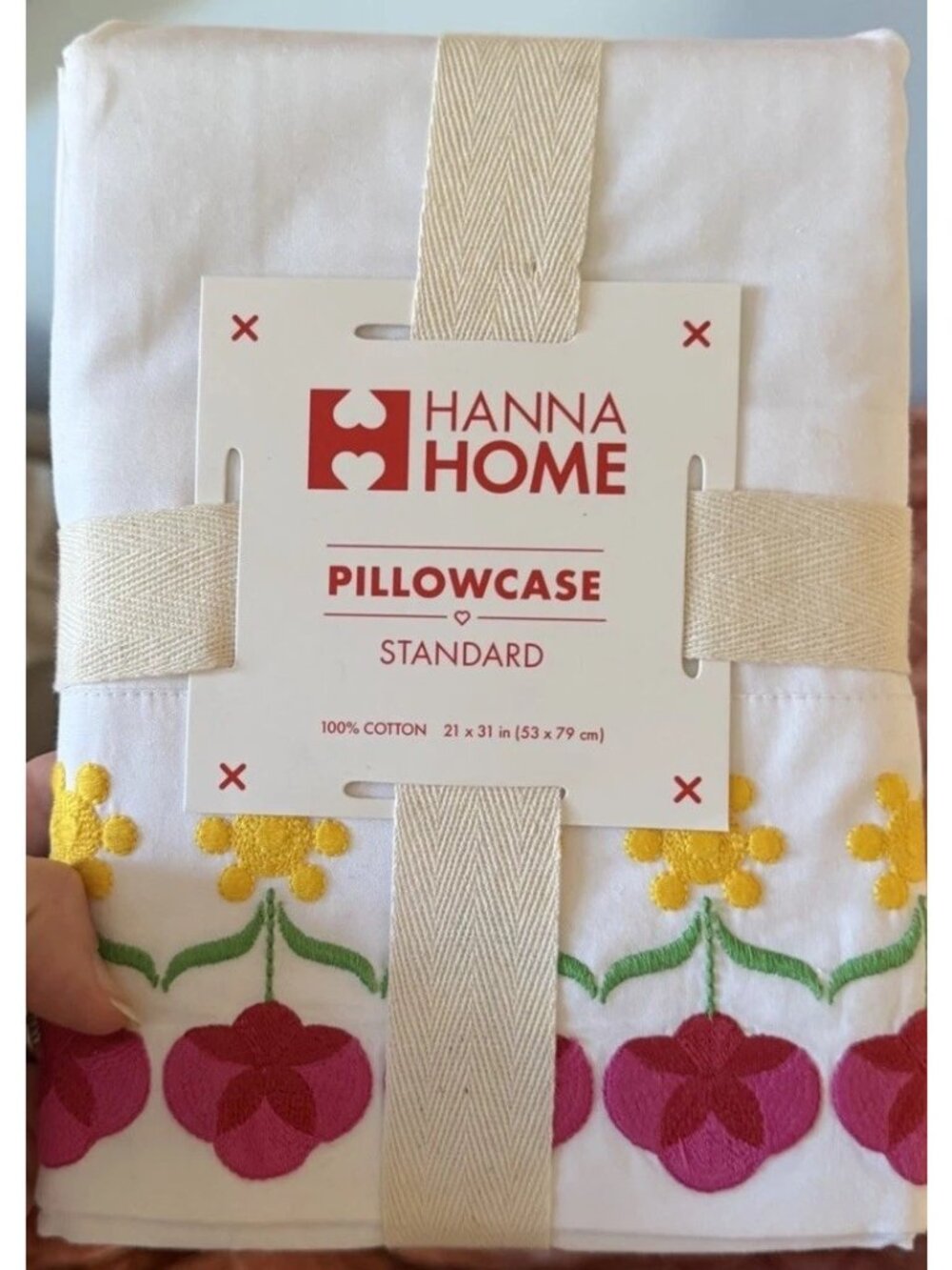 Hanna Andersson Hanna HOME 100% Cotton, Embroidered Standard Pillowcase